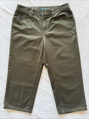 Lauren Jeans Co Ralph Lauren Olive Green Casual Pants Cotton Twill Jeans Vintage